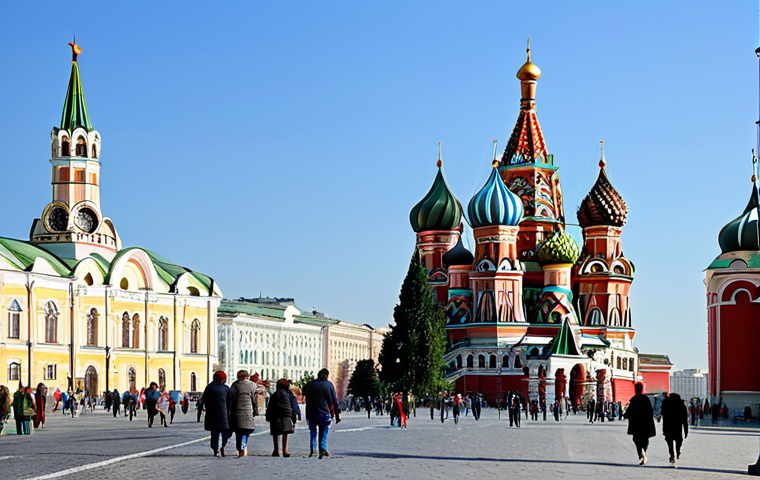 **

"A grand view of Moscow's Red Square, featuring St. Basil's Cathedral with its colorful domes, fully clothed people strolling, appropriate attire, safe for work, perfect anatomy, natural proportions, professional photography, high quality, daytime scene, clear sky, family-friendly atmosphere, historic architecture."

**